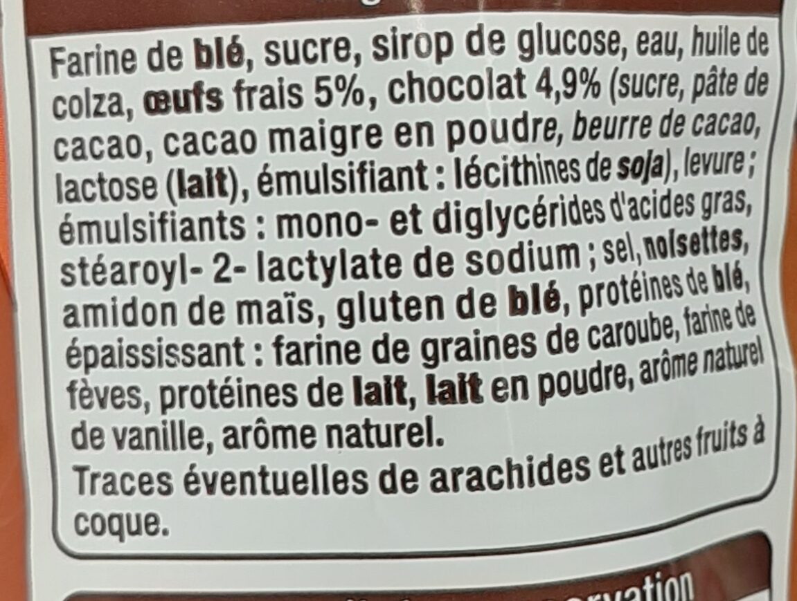 Brioches Fourrées goût chocolat - Ingrédients - fr