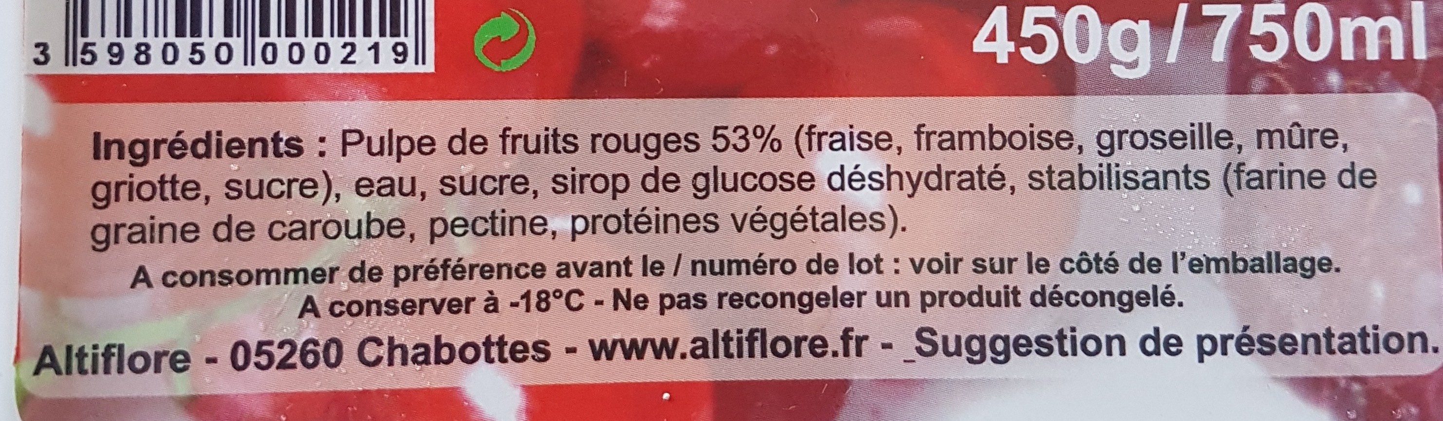 Fruit rouge - Ingrédients - fr