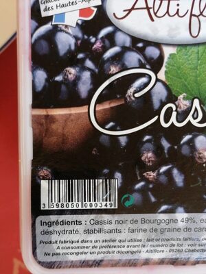 Sorbet cassis - Tableau nutritionnel - fr