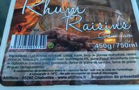Glace rhum raisin - Ingrédients - fr