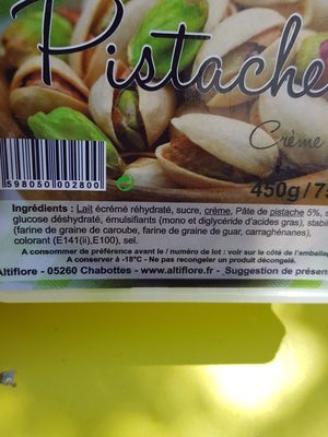 Glace pistache - Ingrédients - fr