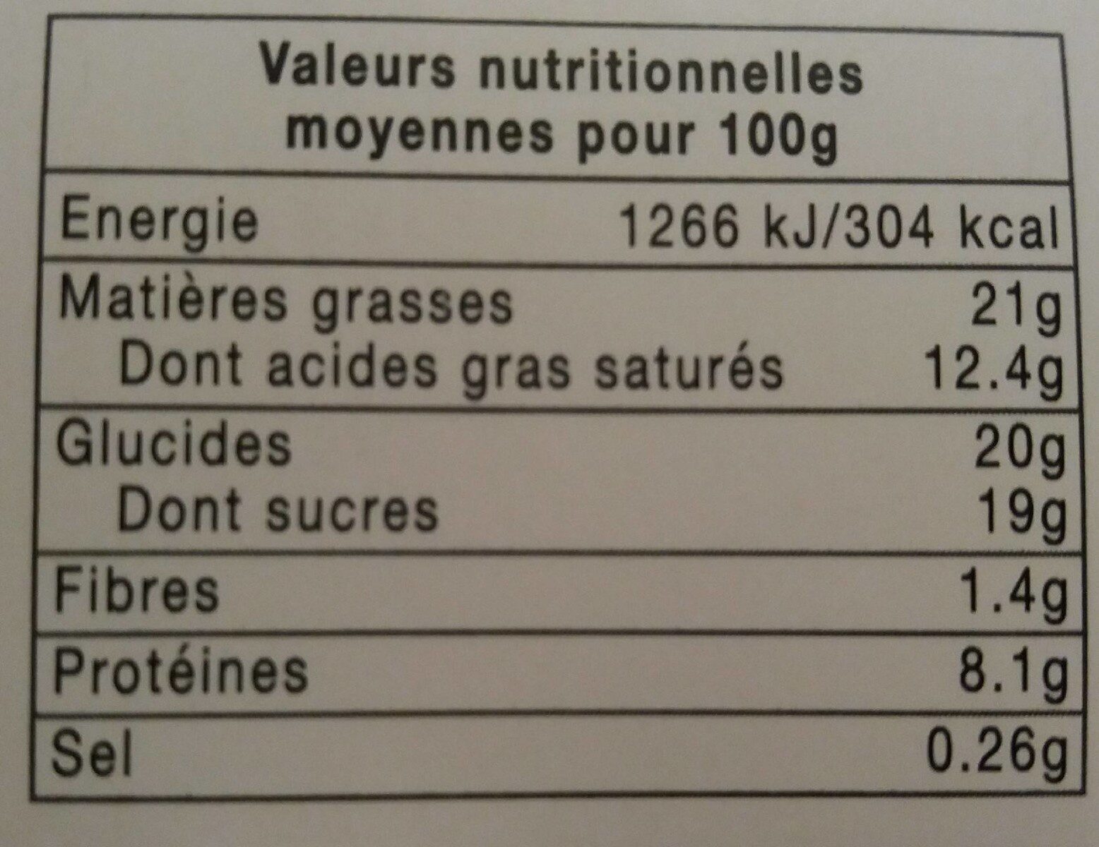 mousse aux oeufs frais chocolat au lait - Informations nutritionnelles - fr