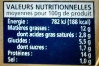 Filets de Sardines sauce escabèche - Tableau nutritionnel - fr