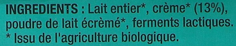 Douceur laitière, Fameuh Nature - Ingrédients - fr