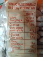 Mogette de Vendée, label rouge, source de fibres - Informations nutritionnelles - fr