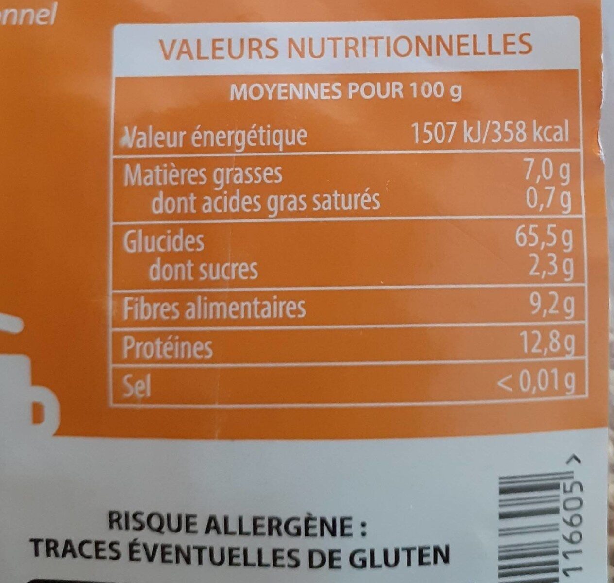 Quinoa - Informations nutritionnelles - fr