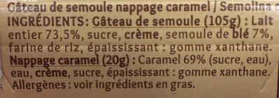 Gâteau de semoule nappage caramel - Ingrédients - fr