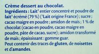 MONT BLANC Crème Dessert Chocolat 4x125g - Ingrédients - fr