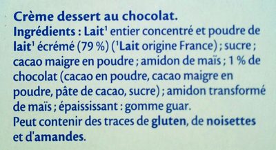 MONT BLANC Crème Dessert Chocolat 4x125g - Ingrédients - fr