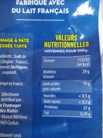 Emmental français râpé - Tableau nutritionnel - fr