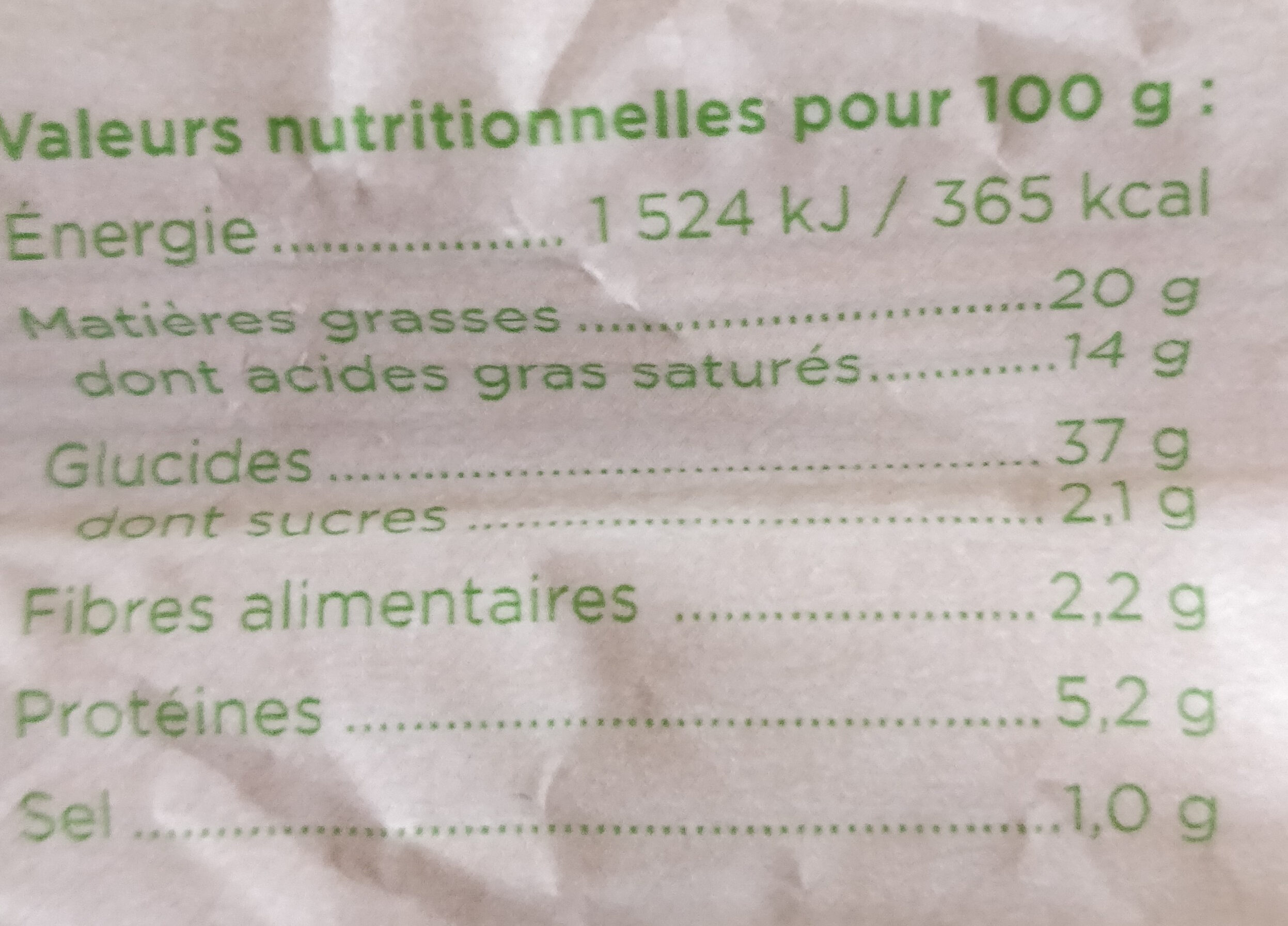 Pâte feuilletée - Informations nutritionnelles - fr