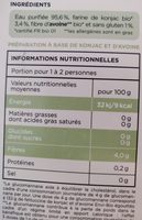 Fettuccine de konjac et fibre d'avoine - ENVI-BIO - Ingrédients - fr