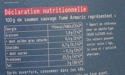 Armoric Saumon Sauvage Fumé - Informations nutritionnelles - fr