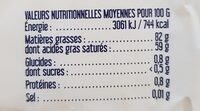 Beurre de Baratte doux - Informations nutritionnelles - fr