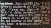 Choucroute garnie - Ingrédients - fr