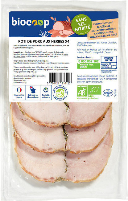Rôti porc herbes ssel nitrit (4) 200g - Produit - fr