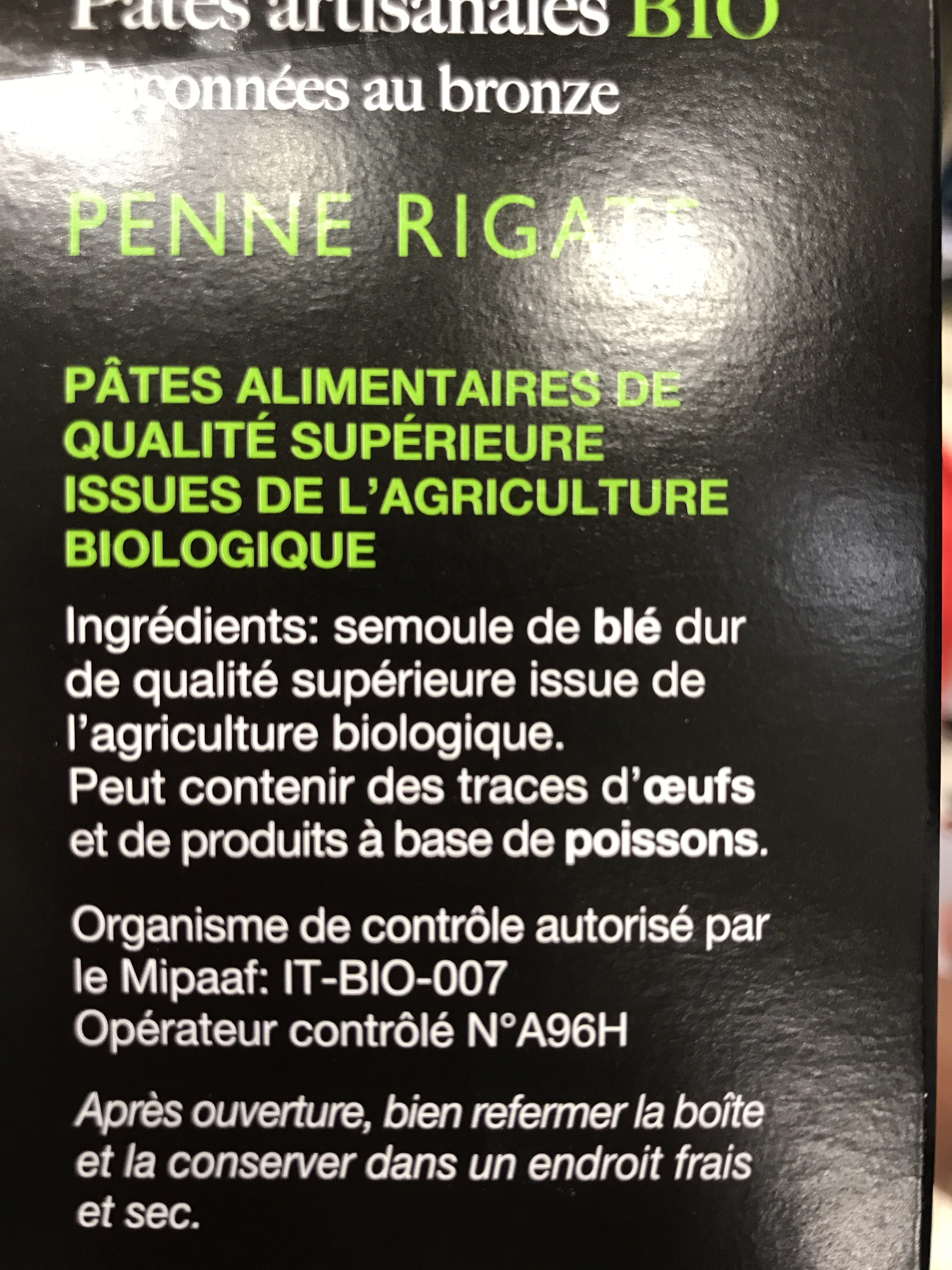 Penne Rigate - Ingrédients - fr