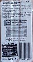 Jambon de paris - Tableau nutritionnel - fr