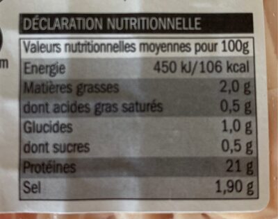 Allumettes de poulet - Tableau nutritionnel - fr