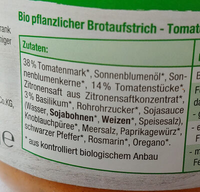 Bio-Brotaufstrich - Tomate-Basilikum - Ingrédients - de