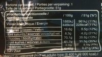 Barrés Chocolates - Tableau nutritionnel - fr