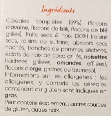 Special Muesli 30% fruits & noix - Ingrédients - fr