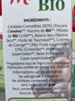 Muesli Bio Superfruits & Graines - Ingrédients - fr