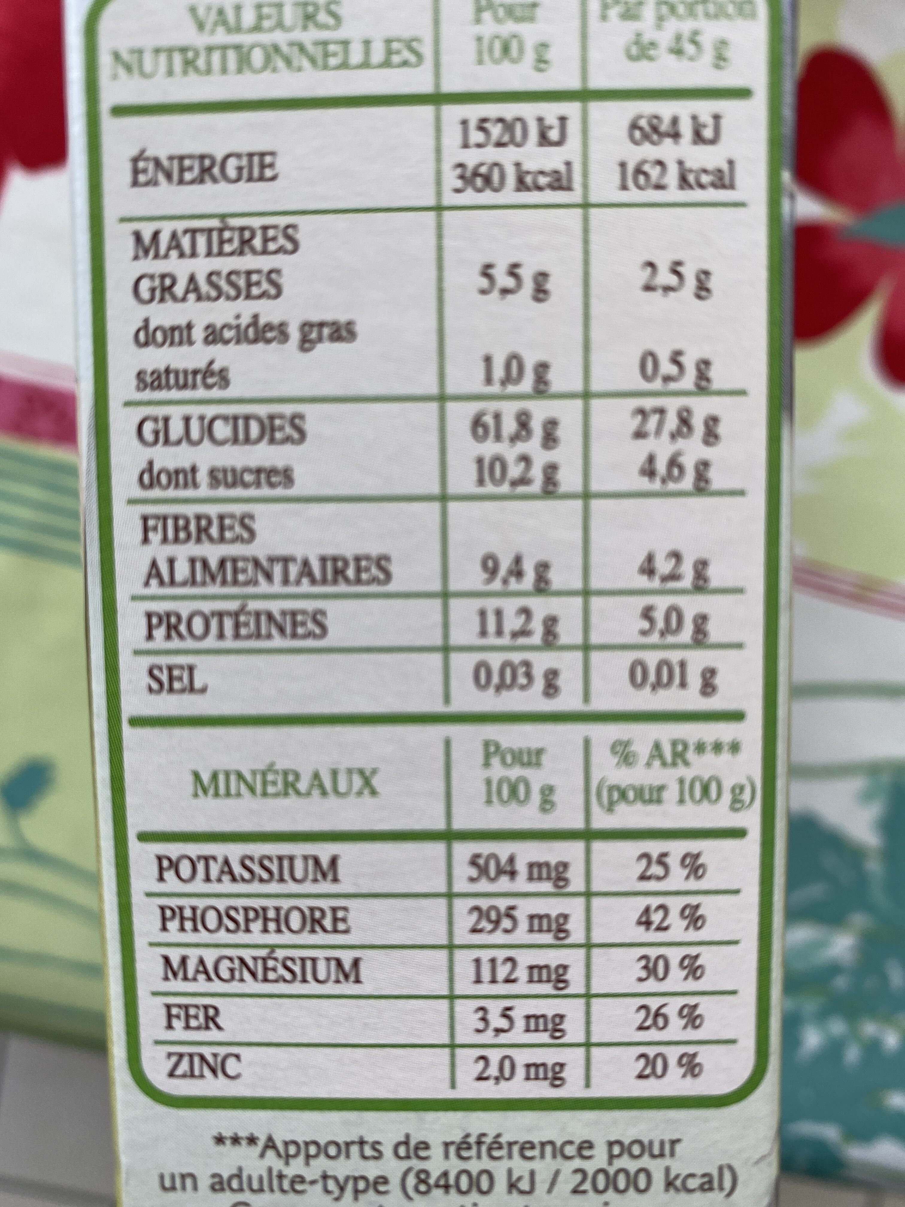 Muesli Bio Superfruits & Graines - Informations nutritionnelles - fr