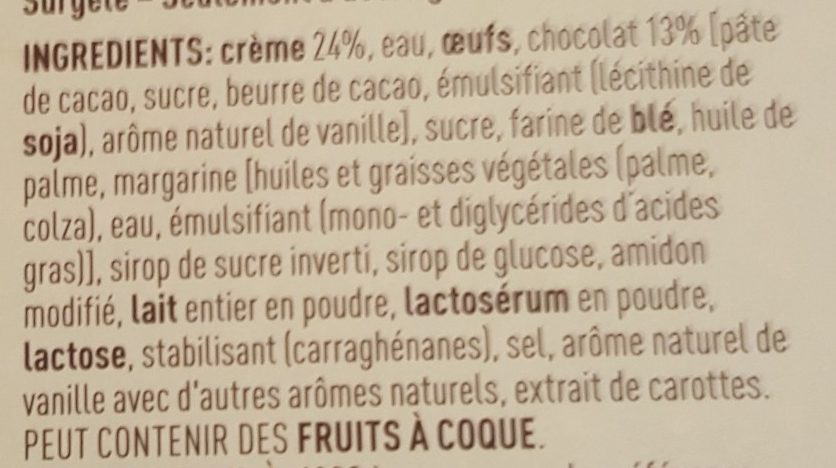Éclairs Pâtissiers Nappés au Chocolat Belge - Ingrédients - fr