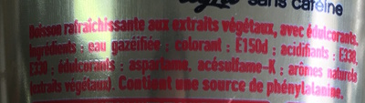 Coca-Cola light sin cafeína - Ingrédients - fr