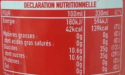 Coca Cola - Tableau nutritionnel - fr