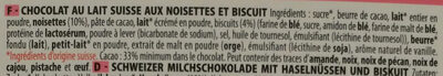 Chocolat au lait noisettes et biscuits - Ingrédients - fr