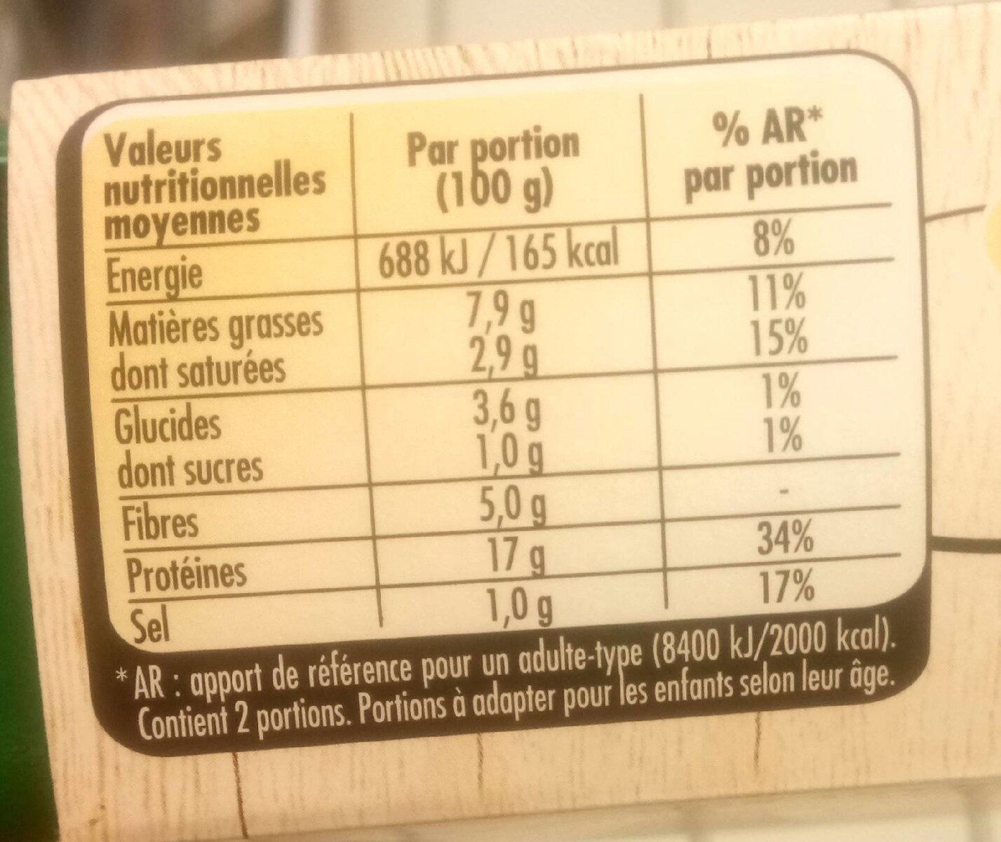 LE BON VEGETAL Haché Cru Soja à Cuisiner - Tableau nutritionnel - fr