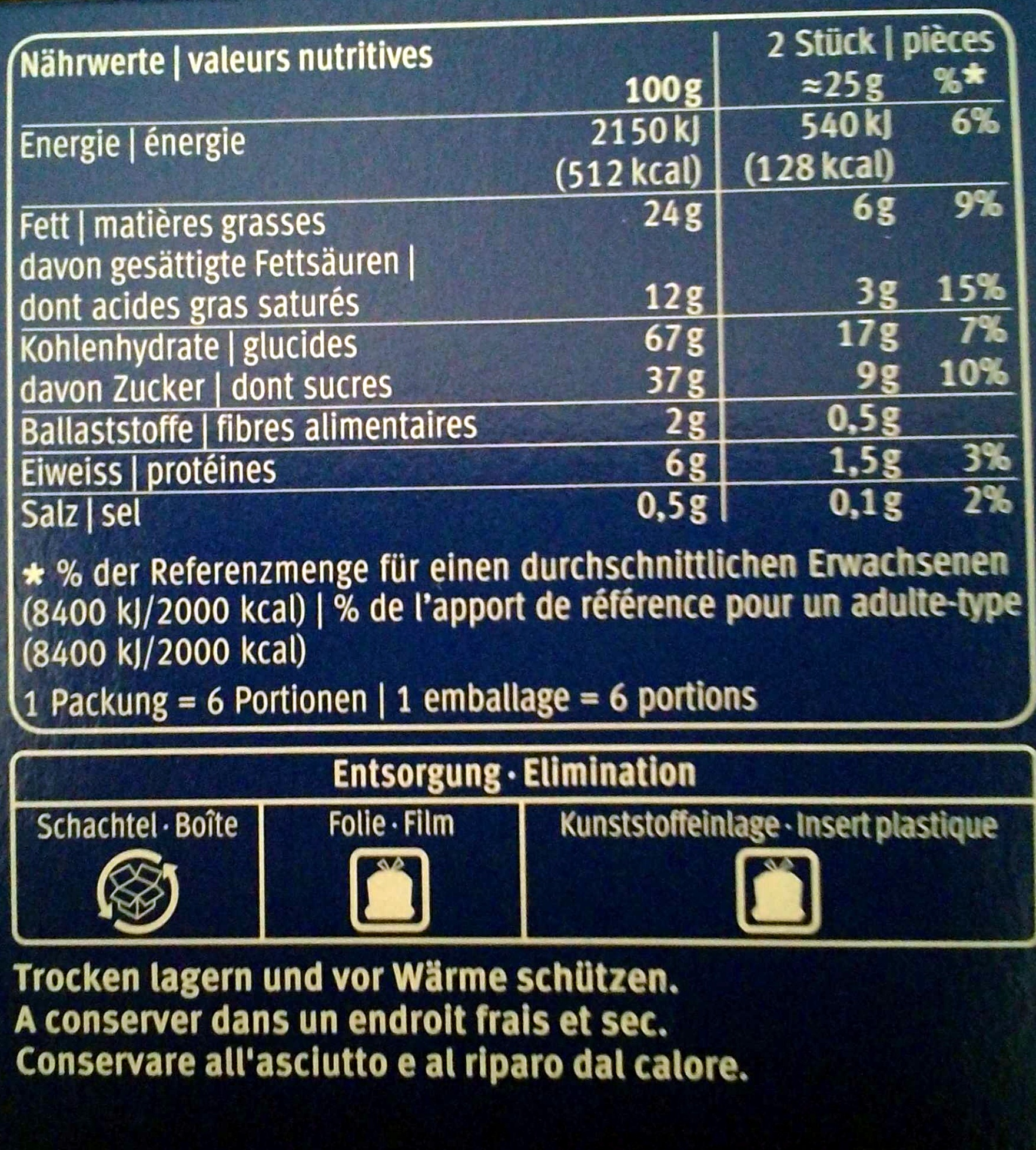 Petit-Beurre mit Milchschokolade - Informations nutritionnelles - fr