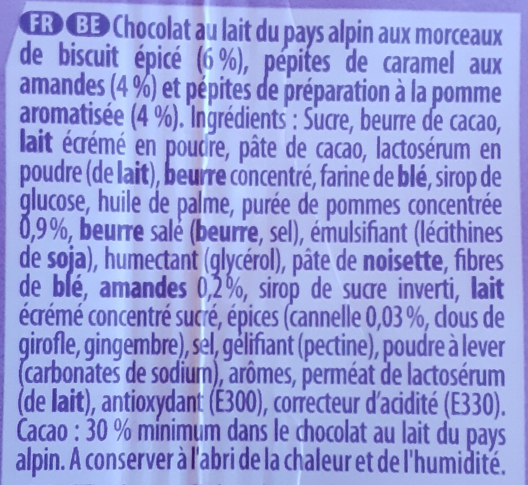 Chocolat pomme - Ingrédients - fr