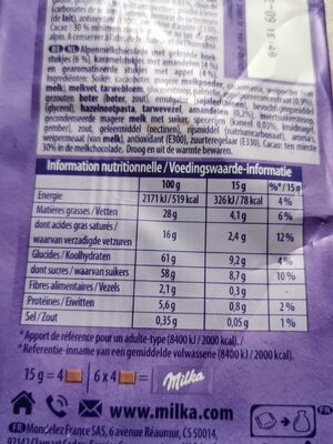 Chocolat pomme - Tableau nutritionnel - fr