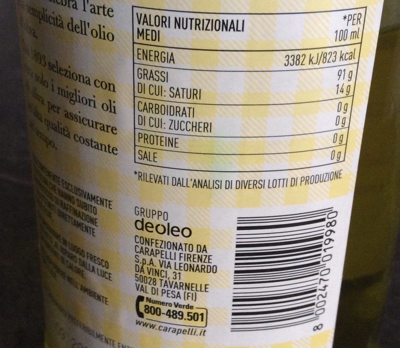 Frantoliva olio di oliva composto di oli di oliva - Tableau nutritionnel - fr