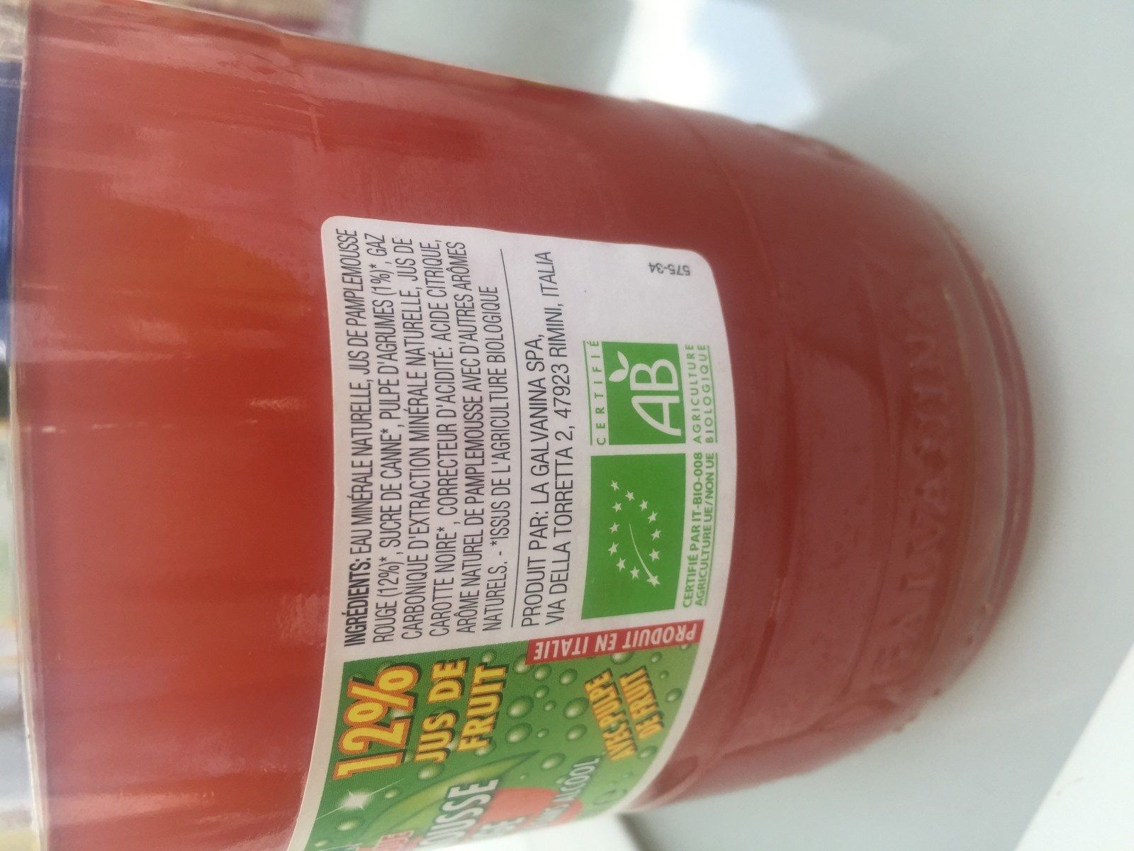 Limonade pamplemouse rouge bio - Ingrédients - fr