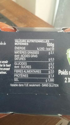 Sauce arrabbiata barilla 2x400g - Tableau nutritionnel - fr