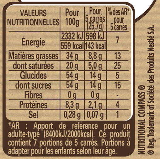 NESTLE DESSERT Chocolat Blanc Amande - Informations nutritionnelles - fr