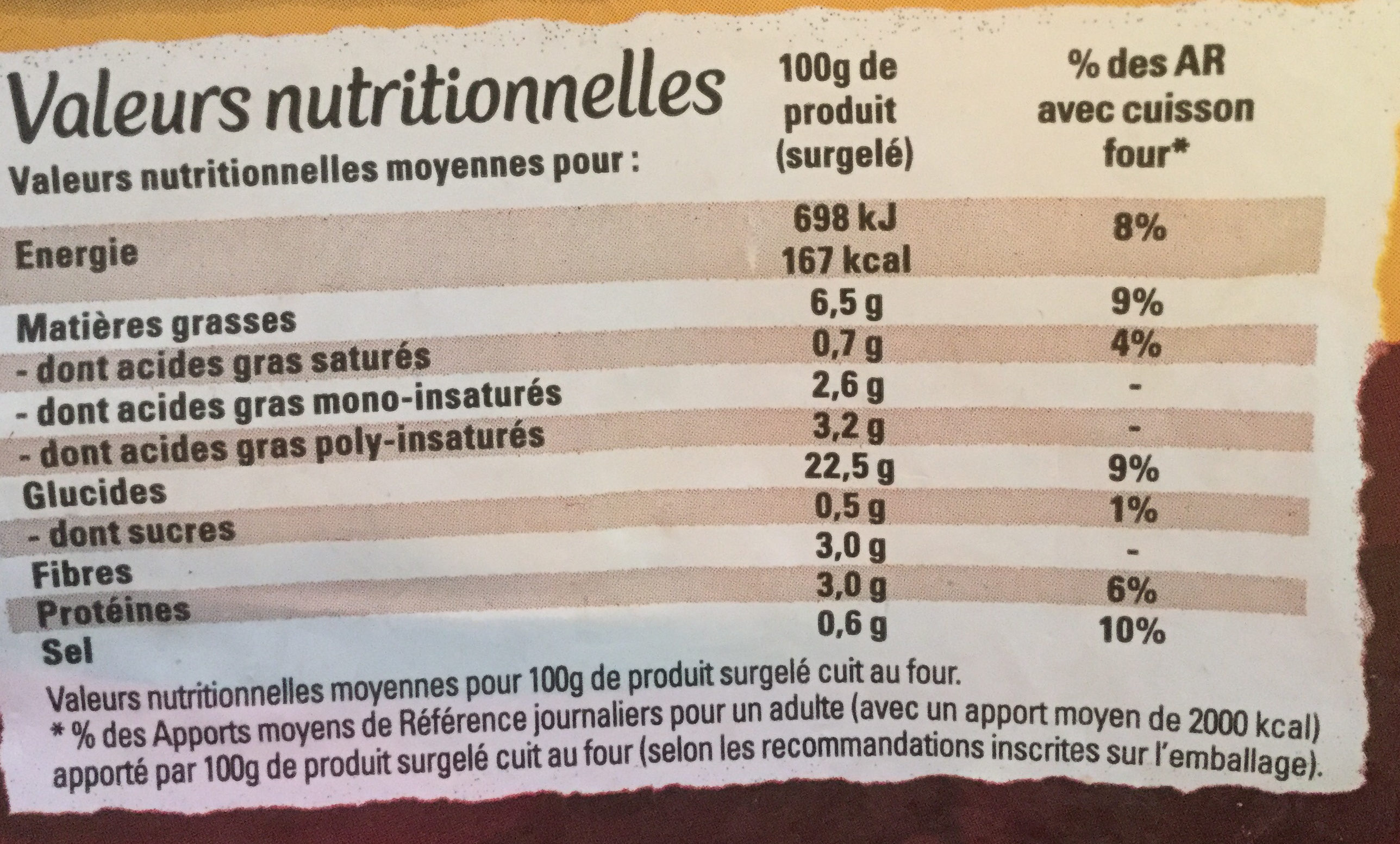 Just au Four Allumettes - Informations nutritionnelles - fr