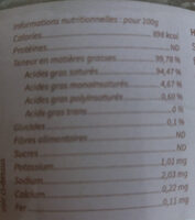 Huile de noix de coco - Informations nutritionnelles - fr