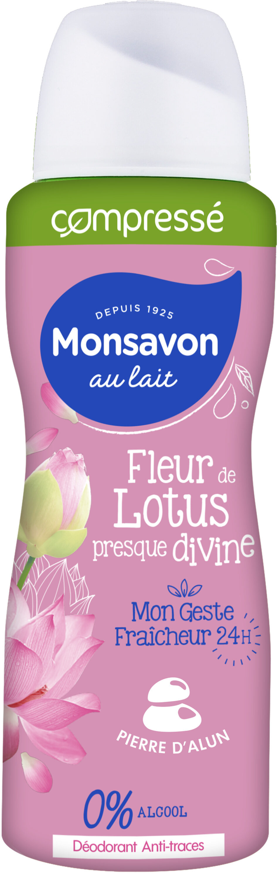 Monsavon Déodorant Femme Spray Antibactérien Pierre d'Alun Lait & Fleur de Lotus 100ml - Produit - fr